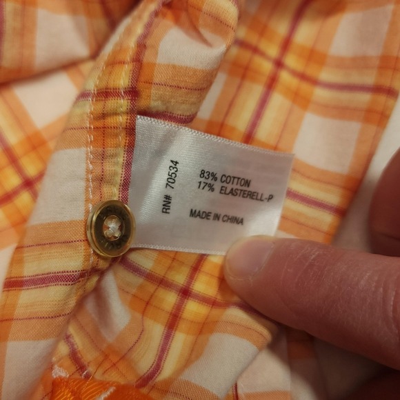 Orvis Shirt Mens 48 Orange Plaid Short Sleeve Button Up Pocket Casual Summer - Picture 8 of 9